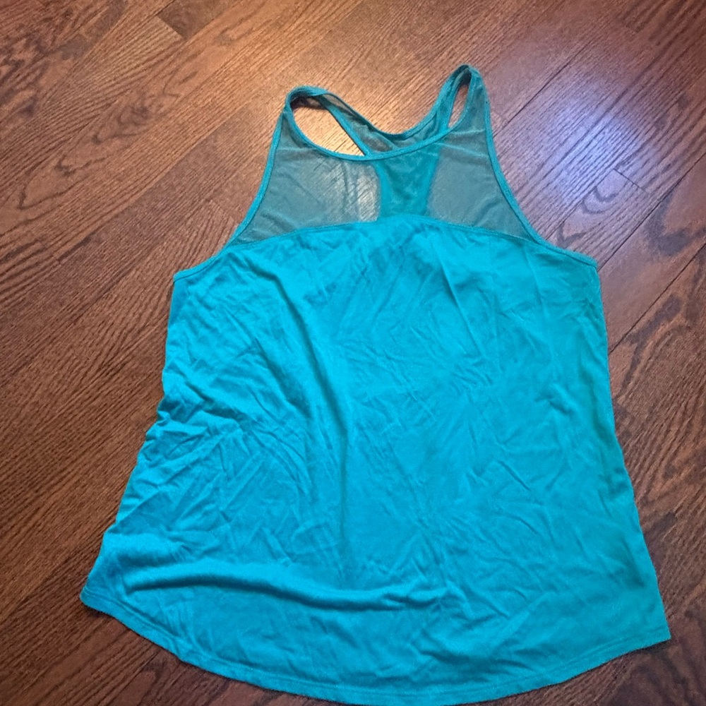 Teal Sleeveless Mesh Back Top